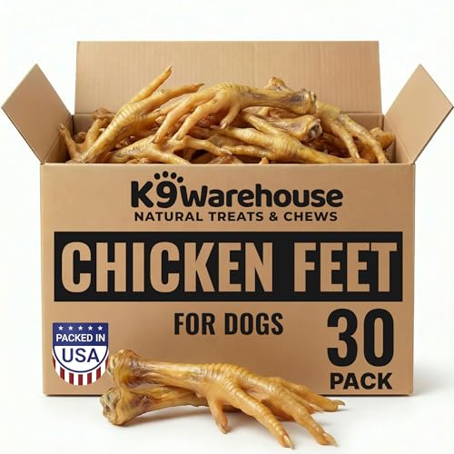 Chicken Feet for Dogs - Dehydrated Chicken Dog Treats, 100% Natural, High Protein, Single Ingredient Chews, Support Dental Health - Ideal for Chewing - USA Company, 30 Count