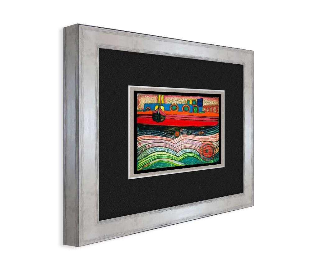 artissimo Bild gerahmt 30x35 cm Friedensreich Hundertwasser „Regentag auf Liebe Wellen“ AG5718 – hochwertiger Kunstdruck mit Rahmen, kleines Wandbild für Bilderwand, Büro & Praxis