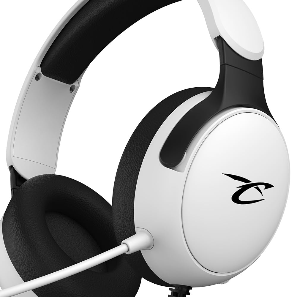 Subsonic - Astra Casque Gaming pour PS5 PS4 PC Xbox, HP 40 mm, Micro inclinable, réglage Volume, Blanc et Noir