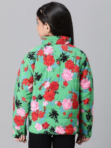 Image of oxolloxo Kids Girl Floral Print Zip Lined Long Sleeve Reversible Quilted Jacket