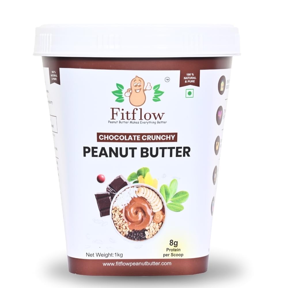 Fitflow Chocolate Crunchy Peanut Butter 1kg | High-Protein Nut Butter Spread | Irresistibly Tasty & Healthy | Vegan | Dark Chocolate Peanut butter | Cholesterol-Free, Gluten-Free | Crunchy Texture | Zero Trans Fat (B0CSVVHPH8) Amazon Price History, Amazon Price Tracker