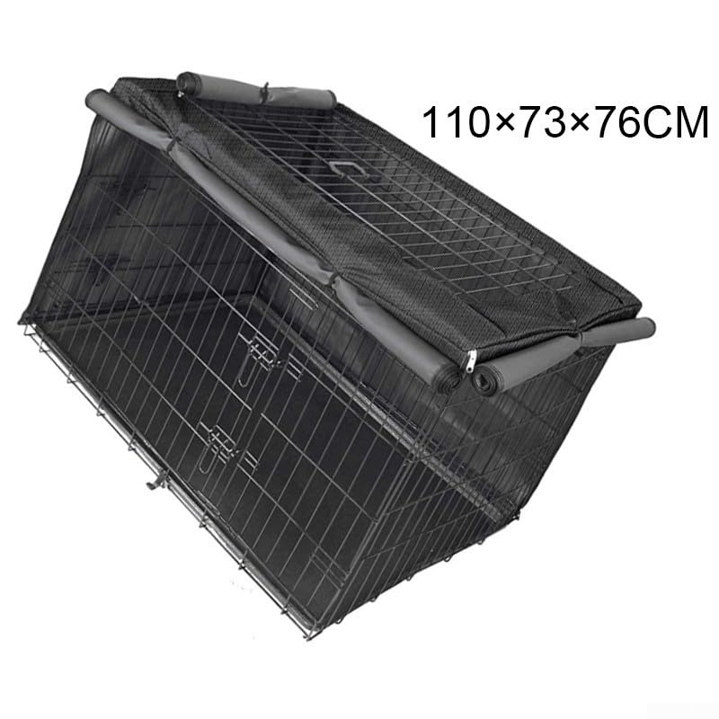 Cubierta antipolvo para jaula de perro, tela Oxford 420D, impermeable, protección para jaula de mascotas con función de almacenamiento plegable para jaulas de perro (110 x 73 x 76 cm)
