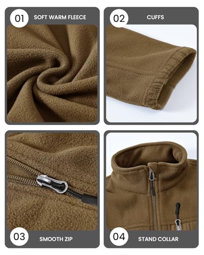 donhobo Mens Fleece Jackets Full Zip Lightweight Casual Jacket with Pockets Stand Collar Outdoor Winter Coat for Walking Hiking Fishing Camping - Image 6
