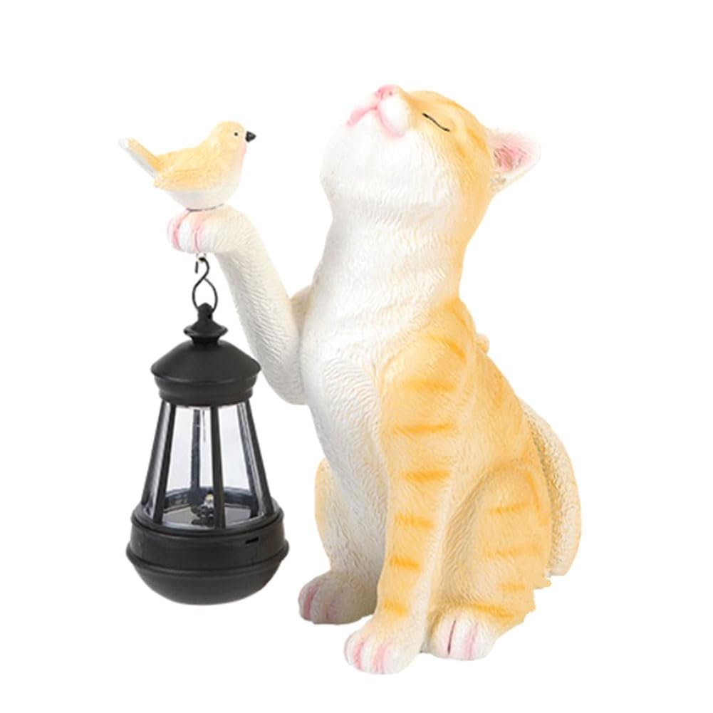 CTRLZS Solar Decor Animal Lamp Resin Mini Cats Outdoor Lantern Garden Yard Balcony Ornament Lights