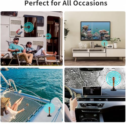 Image of Indoor TV Antenna with 2 Signal Boosters & 32FT Cable - Digital Antenna for Smart TV, Magnetic Base, Supports 4K 1080p - Dual Amplifiers for Long Range Reception of Local Channels(Orange)