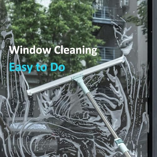 Image of ERBIL Floor Wiper with Silicone Blade | Magic Broom Water Squeegee for Bathroom, Tiles, Marble, Glass & Balcony | 180 Swivel Head Adjustable Long Handle Multipurpose Cleaning Wiper [ 1-pcs ]