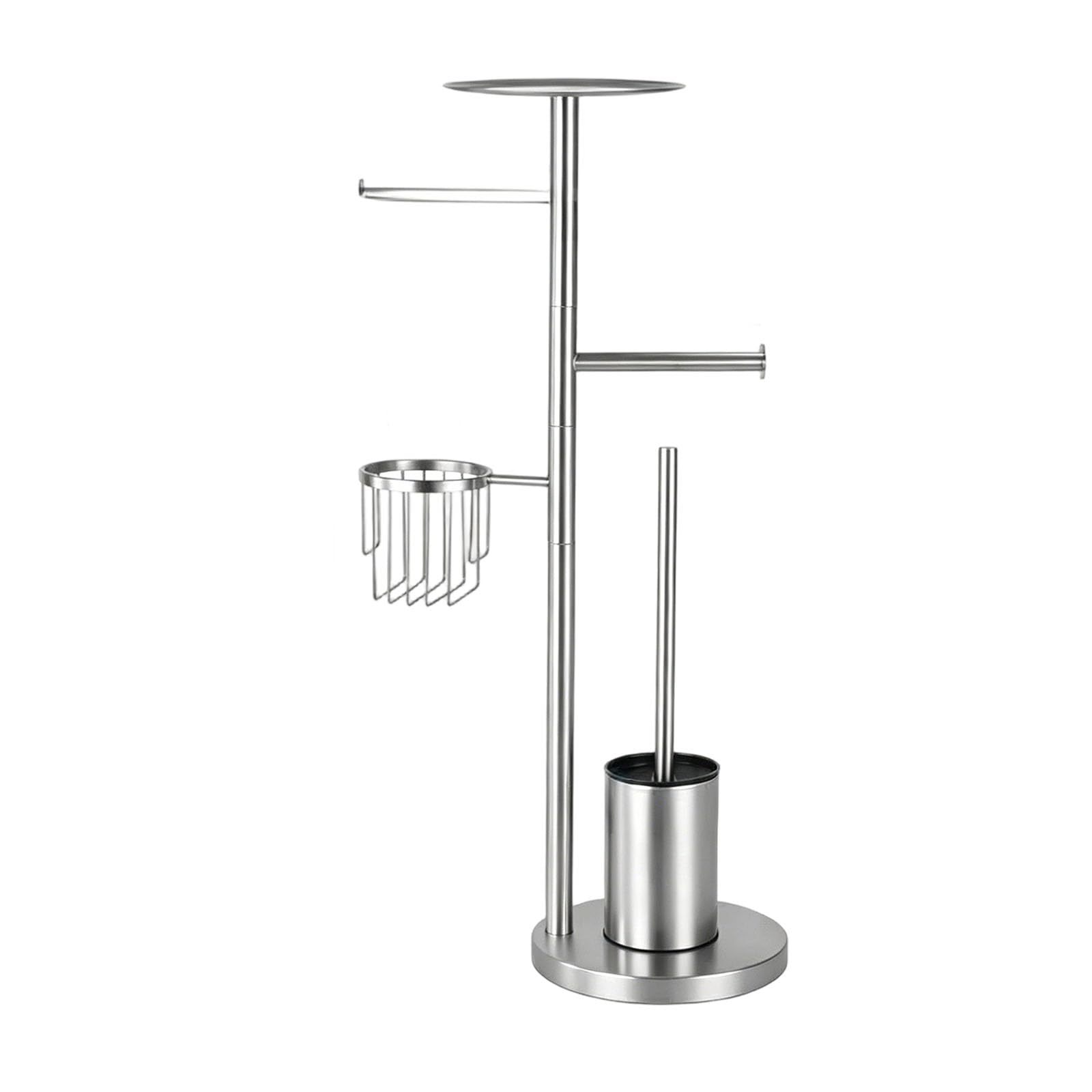 Freestanding Bathroom Tissue Stand Including Built in Toilet Brush Holder Easy Installation Robust Construction Stable Base Tissue Tower