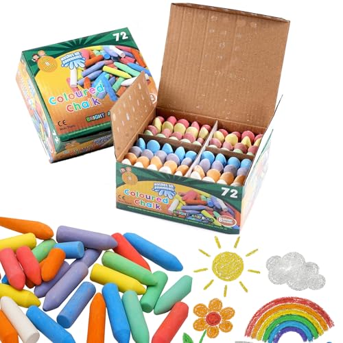 Chunky Chalk for Kids 72 Coloured Outdoor Pavement Chalks for Toddlers