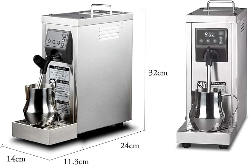 Espumador de leche, máquina automática de espuma de café con función de memoria, acero inoxidable, rango de temperatura de 40 °C a 90 °C, 1450 W