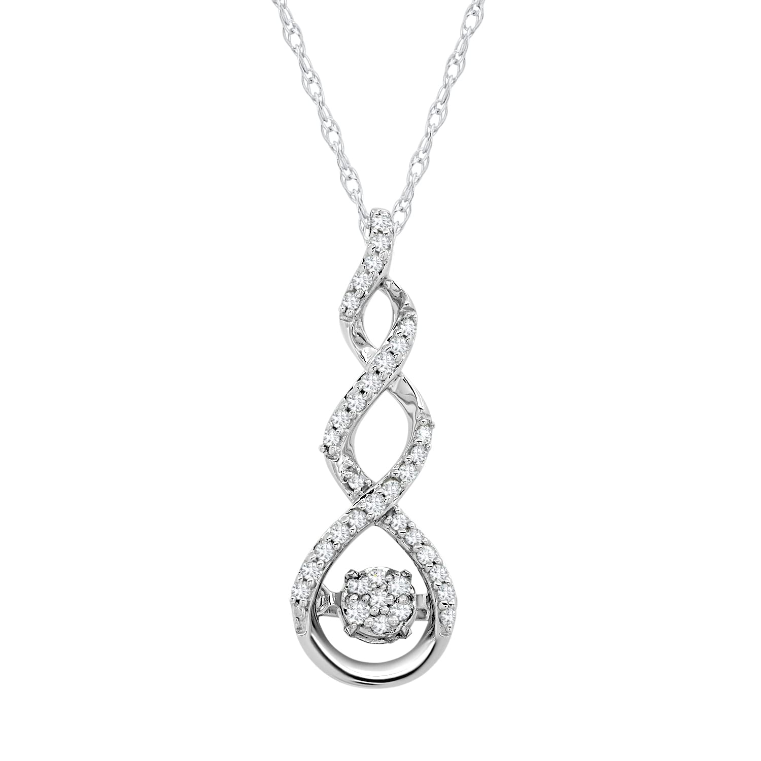 MAX + STONE Dancing Diamond Necklaces for Women | Sterling Silver Diamond Necklace with 18 Inch Chain | Real Diamond Pendant Necklaces | Diamond Jewelry for Women