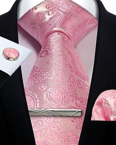 Image of Paisley Floral Mens Tie Formal Necktie Pocket Squares Ties Clips Cufflinks Classic for Men Set