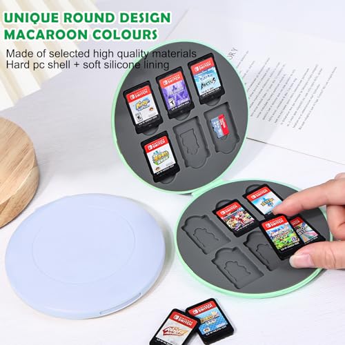 DLseego Game Card Case for Switch Lite/Switch/Switch OLED, Circle Medallion Design Switch Game Cartridge Memory Card Portable Storage with 12 Game Card Slots and 12 Micro SD Card Slots-Purple