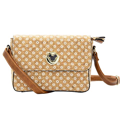 CORKCHO, Damen-Umhängetasche, aus ökologischem Kork, Mickey Mouse-Verschluss, bequeme Umhängetasche, 25 x 25 x 8 cm, stilvoll, für Reisen, Einkaufen, Party, verschiedene Prints Cover