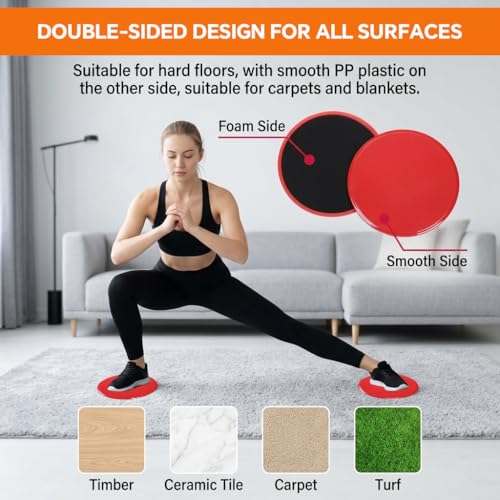 Image of Proberos Yoga Sliding Pads 6.8'' Dia EVA & PP Double Sided Exercise Sliders for Various Surfaces Pilates Fitness Discs for Core Training, Pelvic Floor Exercise