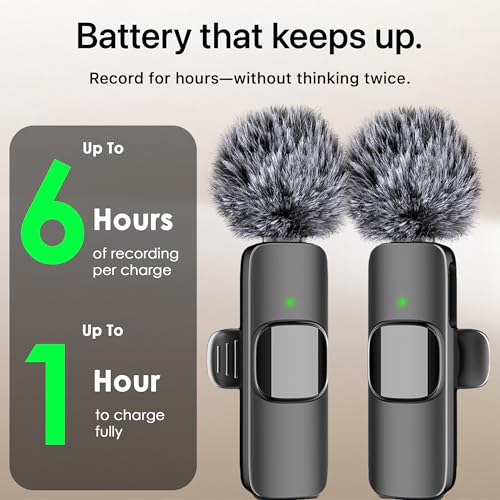 mini mic pro latest model - professional wireless microphone for iphone ipad android lavalier microphone for video recording - iphone mic crystal clear recording with usb-c for content creators
