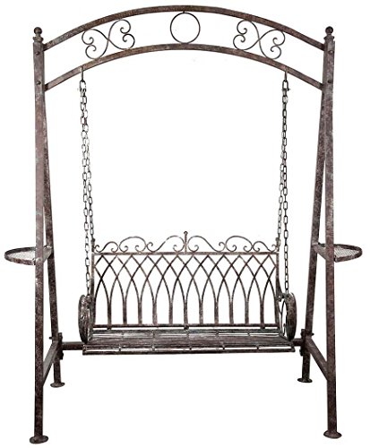 Wrought iron antique rust finish two-seater rocking chair W198xDP100xH220 cm sized