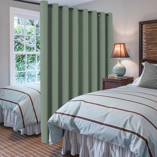 Image of H.VERSAILTEX Blackout Patio Curtains 100 x 84 Inches for Sliding Door Extral Wide Blackout Curtain Panels Thermal Insulated Room Divider - Grommet Top, 7' Tall by 8.5' Wide - Green Bay