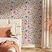 VistaPalette Colorful Fairy Flowers Garden Wildflower Pink/Yellow/Gree/Blue Peel and Stick Wallpaper Wall Decor Self Adhesive Wall Paper Stick on Easy Peel Off Contact for Renter Apartment