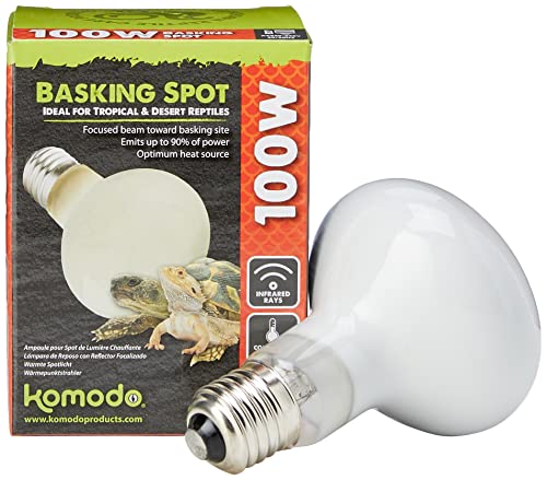 Komodo Basking Spot Lamp ES for Reptiles Adjustable Temperature Durable Day Night Heating Light Bulb for Indoor Vivarium Terrarium Cage Enclosure 100W