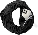 Solid Color Infinity Scarf Black Womens Fashion Scarf Zipper Pocket - Pop Fashion