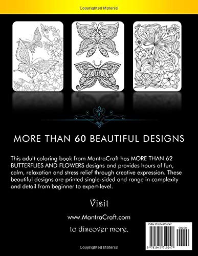 Coloring Books for Adults Relaxation: Butterflies and Flowers: Stress Relieving Designs: Coloring Book for Adults: (MantraCraft Coloring Books) image 2