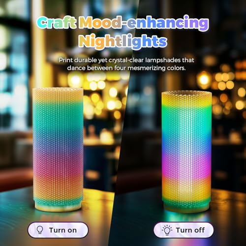 Image of FLASHFORGE Translucent Glitter PLA Crystal Rainbow Candy Filament, Shiny Sparkling Gradient 3D Printer Filament, Fast Color Change Between Yellow Pink Blue Green, Adjustable Transparency