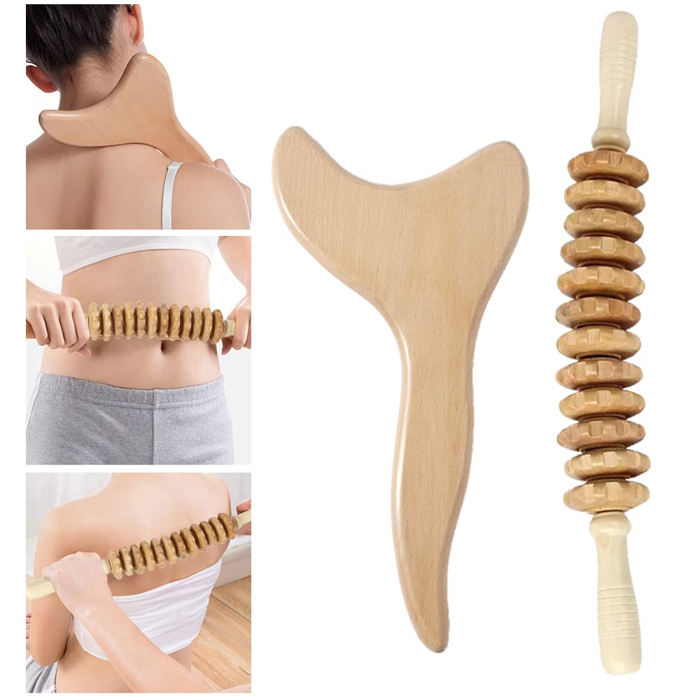 Photo 1 of 2-in-1 Muscle Relaxation Wood Therapy Massage Tools Lymphatic Drainage Massager Maderoterapia Kit for Body Sculpting Sports Soothes Body Roller Sticks