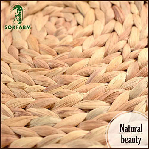 Image of Woven Placemats Set of 6, Table Mats Set of 6, Water Hyacinth Round Placemats for Round Table, Chargers for Dinner Plates, Wicker Chargers for Dinner Plates, Woven Placemat, Place Mats 13.4 in