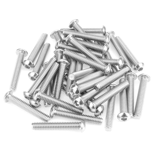 Image of 40 Pieces 1 /4-20 x 1-1 /2 inch Button Head Socket Cap Screws Bolts, HELIFOUNER 304 Stainless Steel (18-8) Screws, Bright Finish, Fully Threaded