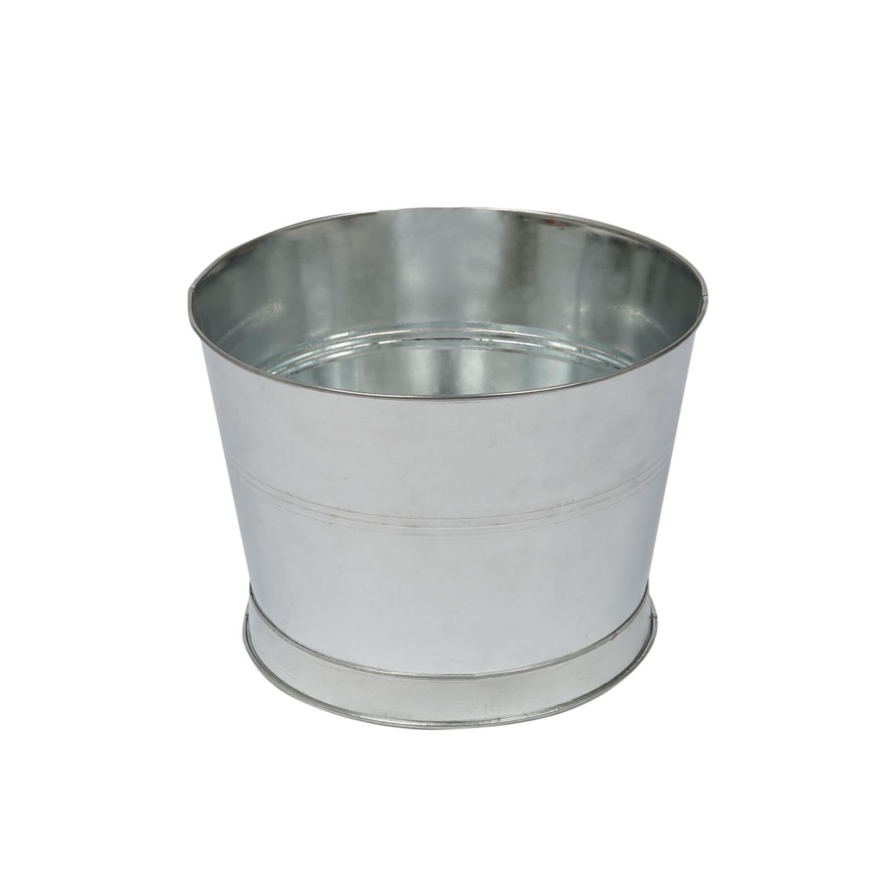 Rink Drink Galvanised Iron Ice Bucket 26.5cm โ 6.7l - Vintage Metal Drinks Cooler for Wine, Champagne, Beer โ Rustic Party Tub for Home, Garden, Bar, Weddings โ Handmade & Reversible Dispenser Stand