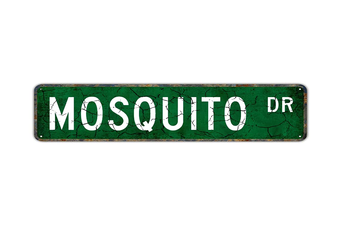 Mosquito Retro Tin Signs Aluminum Metal Sign for Kitchen Home Garden Wall Bar Cafe Decor 4x16 Inch