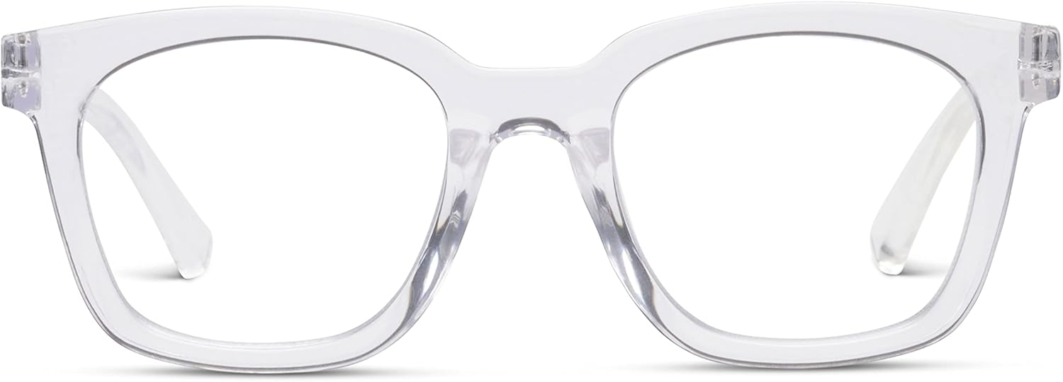 Peepers by PeeperSpecs Women's to The Max Square Blue Light Blocking Reading Glasses, Clear, 49 + 2