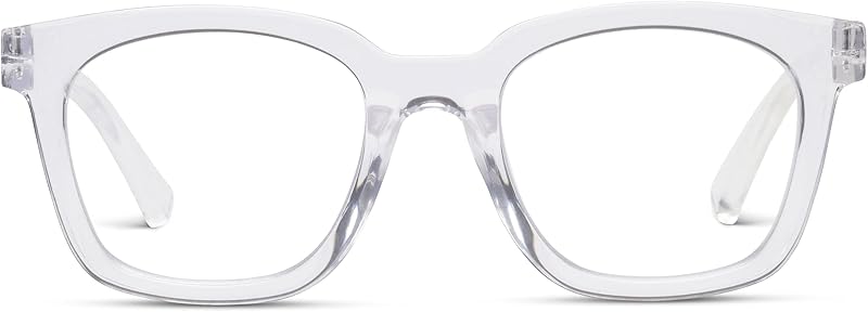 Peepers Reading Glasses for Women +2.00, Clear, To the Max | Square frame, scratch-resistant lenses, UV400, anti-reflective coating, spring hinges, lightweight, stylish