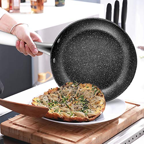 Stainless Steel Opening Skillet, 9.5 inch Nonstick Deep Fry Pan Tri-ply 430 Steel Omelet Pan Frying Pan Dishwasher Safe Oven Safe No-stick Cookware/Gift Box Included