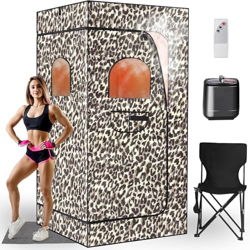 LUMUSO Portable Steam Sauna Box for Home, 1200W Infrared Sauna Tent 9 Levels 60 Mins Timer Remote Control, 3L Steamer Steam Full Body, Folding Chair Mat, Detox & Full Body Recovery, 5.9 * 2.9 * 2.9ft