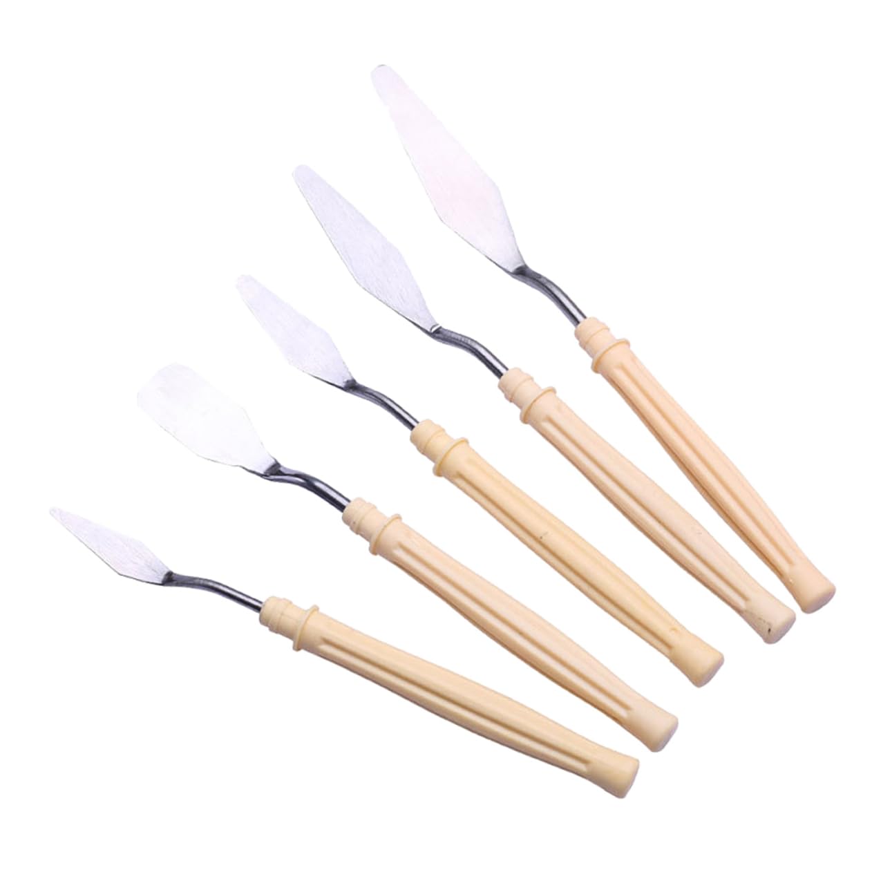 Gogogmee Complete Oil Painting Knife Set 5pcs Stainless Spatula Mixing Tool Pigment Scraper Perfect for Artistic Mixing