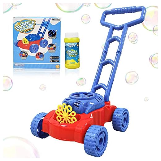 WhizBuilders Bubble Machine Lawn Mower for Toddlers and Kids Age 2-4 , Outdoor Giant Bubbles Wand Blower Maker Summer Toys for Toddler with Solution Refill - Big Large Outside Toy Gift for Backyard