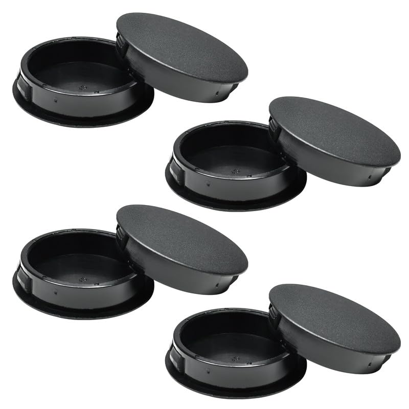 Image of 8PCS 1-3 /4 In /45 mm Plastic Hole Plugs, Black Screw Covers, Flush Type Tube Inserts for Round Holes, Pipe & Post, Chair & Furniture Cabinet & Shelf Plugs