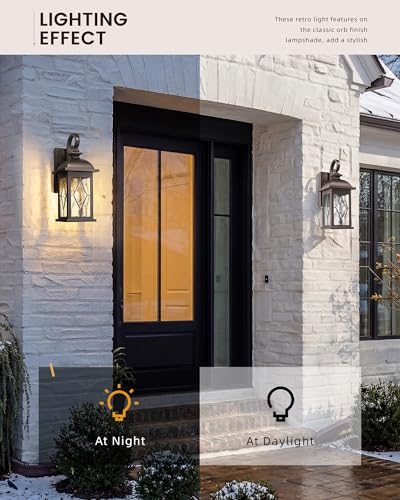 Image of FEMILA Outdoor Wall Light Fixtures, Exterior Waterproof Wall Sconce, 15 inch Front Porch Lights, Anti-Rust ORB Finish with Hammered Glass, UL Listed, 4FD54B ORB-SD