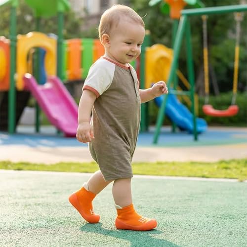 Image of Hstyle Baby Sock Shoes Toddler Boys Walking Shoes Infant Slippers Sneakers | Non-Slip,Soft Rubber Sole,Lightweight,1st Birthday Gifts for Baby Boys Girls