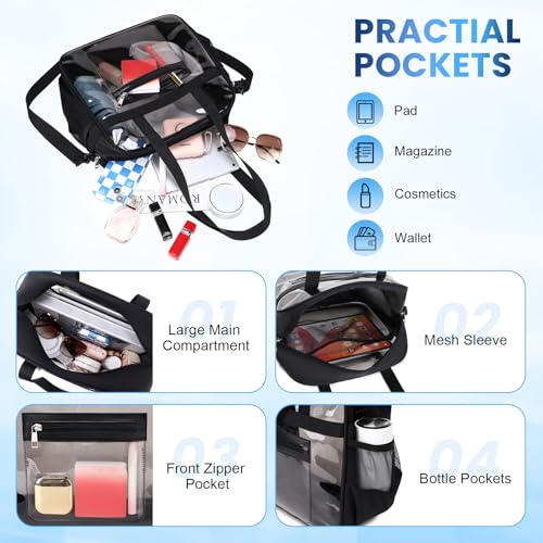 Image of Clear Tote Bag 12x6x12 Stadium Approved Transparent Crossbody Bag with Multi Pockets for Sports Concerts