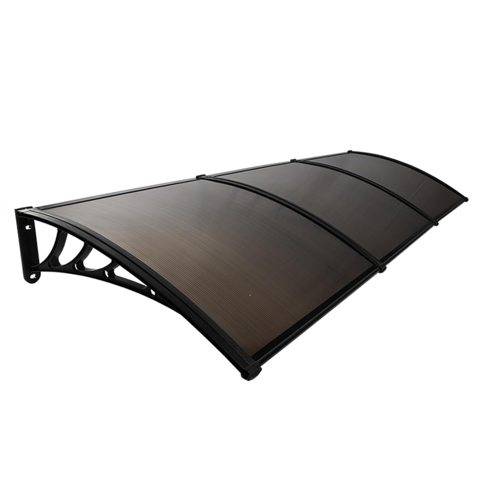 Auvent de porte marron 60x300 cm avec support métallique pour fenêtre
