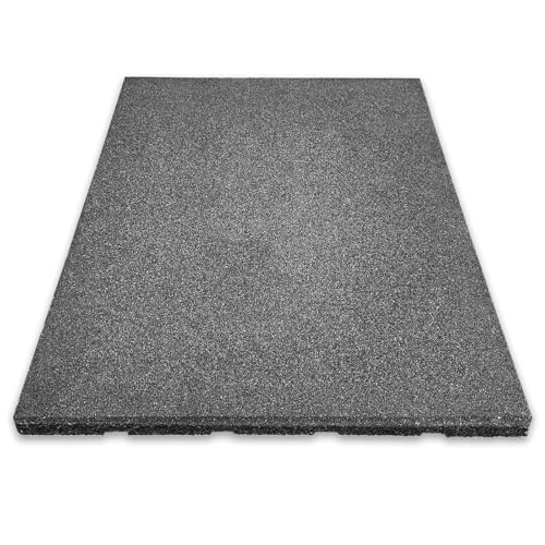 Floordirekt Universelle Schutzmatte, Fallschutzmatte - 50 x 50 x 2,5 cm, Grau - wetterfeste Bodenschutzmatte, Gummimatte - rutschfeste Oberfläche mit Drainage