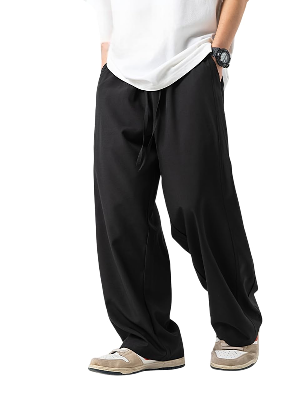 dockstreet Straight Wide fit Long Length Open Bottom Jogger for Men/Trending Multi Pocket Style, Relaxed Casual Pants for Men-picture-43
