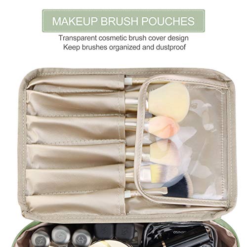 Pocmimut Makeup Bag Cosmetic Bag for Women Cosmetic Travel, Large Toiletry Bag for Girls Brush Bags Reusable (Green) - Image 7