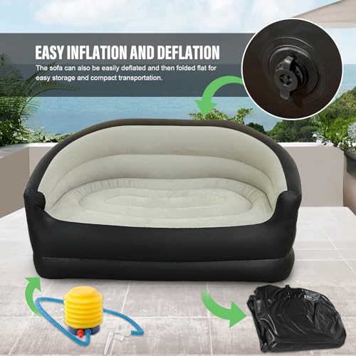 Sofá inflable plegable de vinilo resistente para camping y salón 8