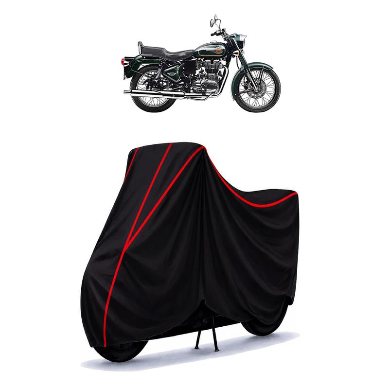 Image of Classic Bullet 500 Water Resistant Bike Cover for All Motorcycles & Rain | Heavy Duty Taffeta Fabric | UV Protection, Dustproof, Scratchproof | All Weather Two Wheeler Body Cover with Elastic Bottom