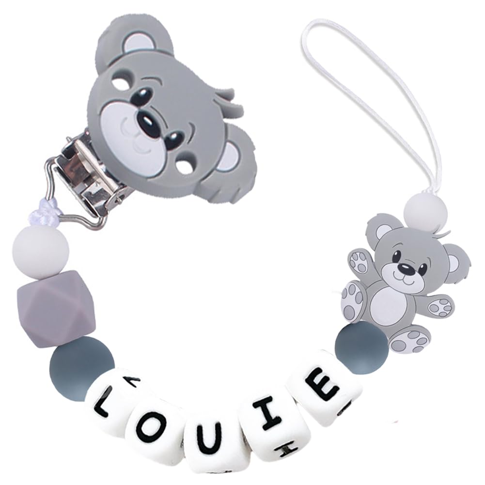 Personalized Baby Pacifier Clips With Name Personalized Stroller Clip Teddy Bear Baby Gifts (Bear)