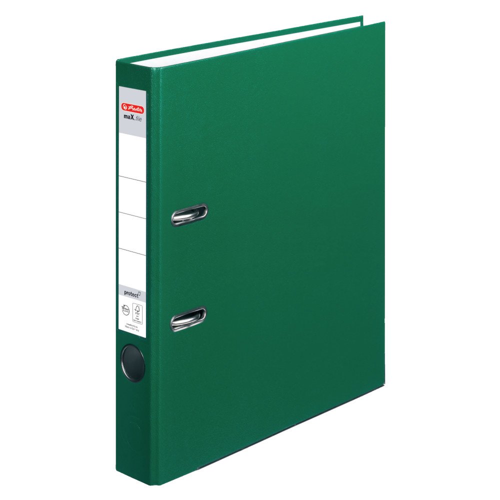 Herlitz Ordner maX.file protect A4 5cm, PP-Folienbezug beschichtet, mit Wechselfenster (grün | 20er)