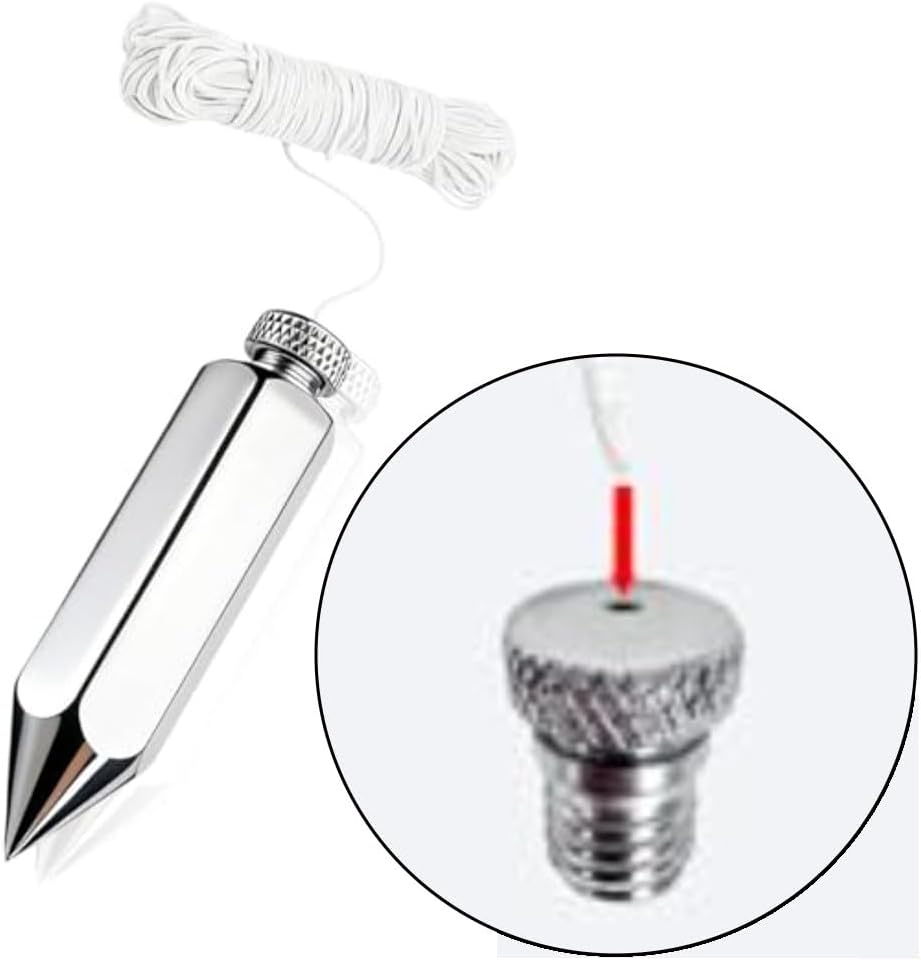 8 oz Hexagonal Plumb Bob Set, Brass & Steel Construction with 15m High- Line, Weighted Tool Carpentry and Building Alignment, 3-Pack(3PCS)